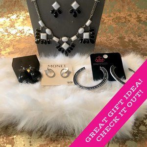 BUNDLE OF COSTUME JEWELRY BLACK & WHITE NWT